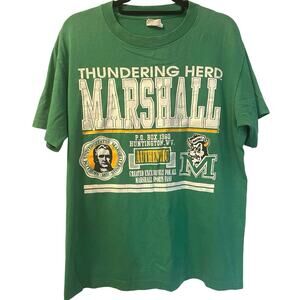 Vintage 90s Marshall University Thundering Herd Single Stitch Shirt Adult Large